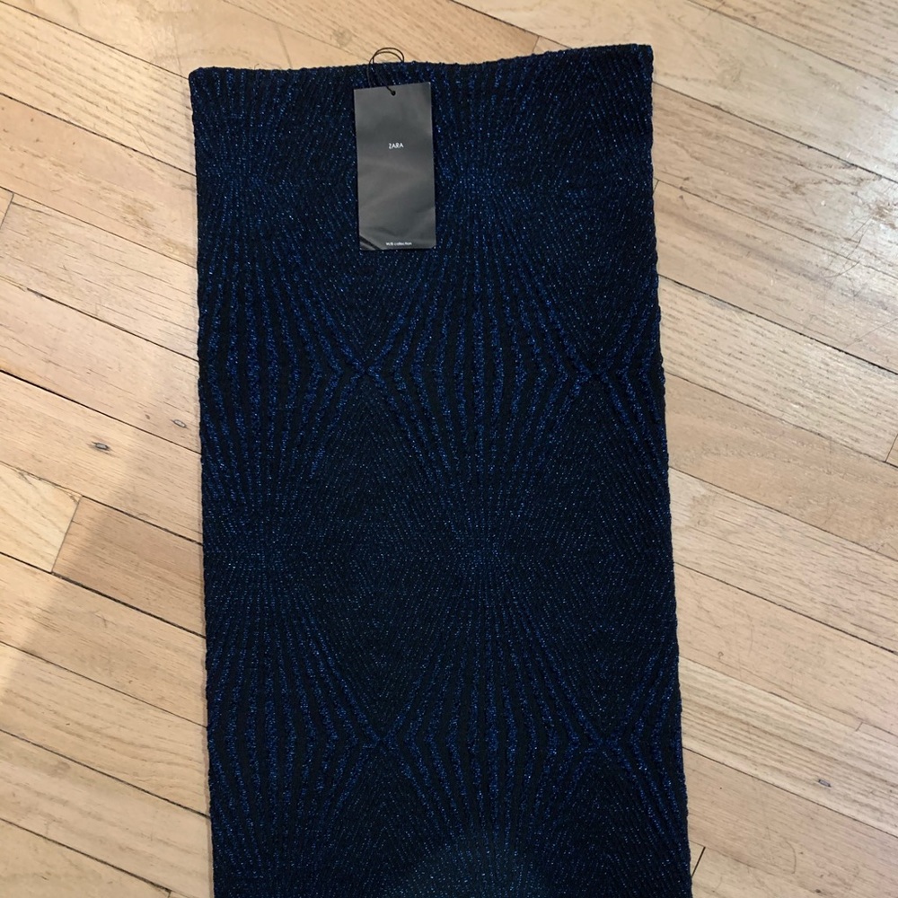 Zara stretch skirt blue metallic new with tags